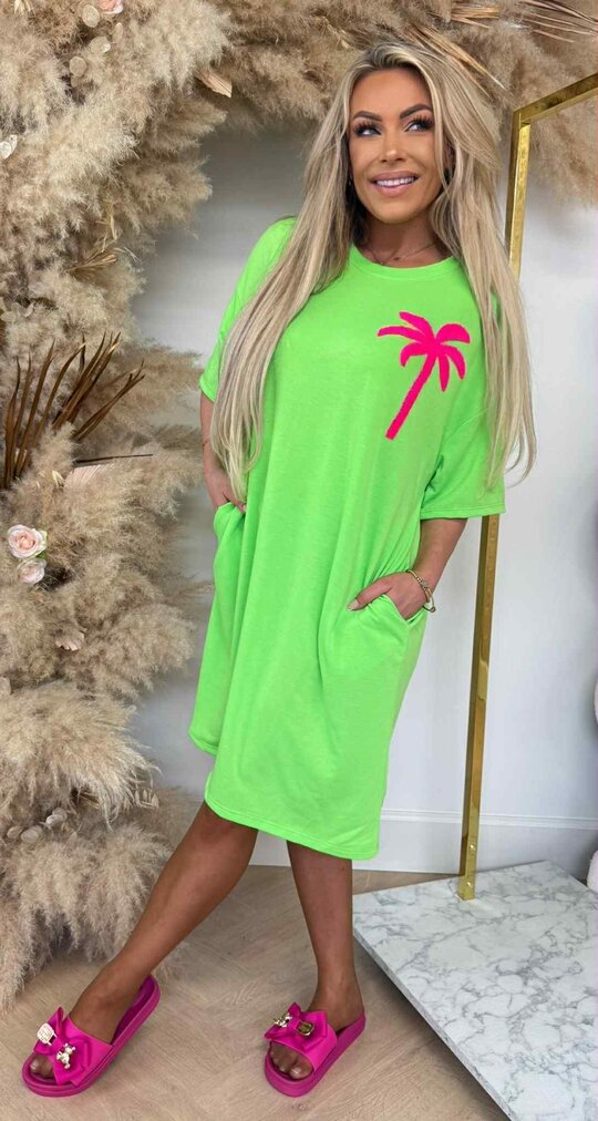 PALM TREE LONG T-SHIRT LIME