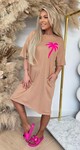 PALM TREE LONG T-SHIRT TAUPE/PINK
