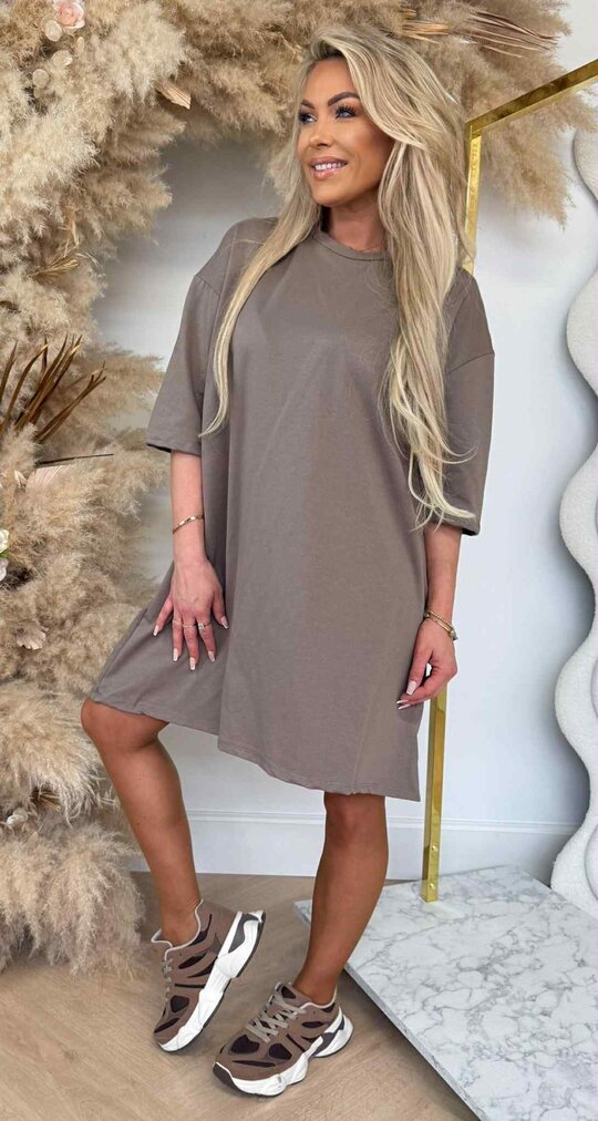 T-SHIRT BASIC DRESS TAUPE
