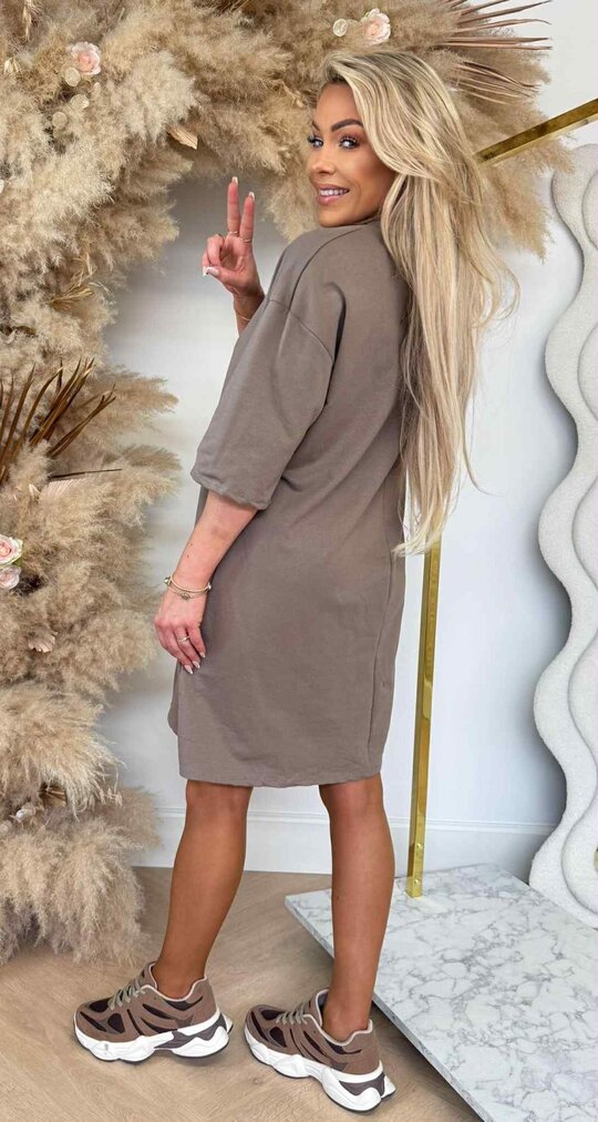 T-SHIRT BASIC DRESS TAUPE