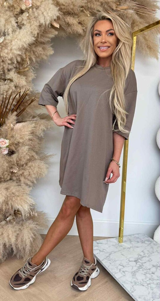 T-SHIRT BASIC DRESS TAUPE