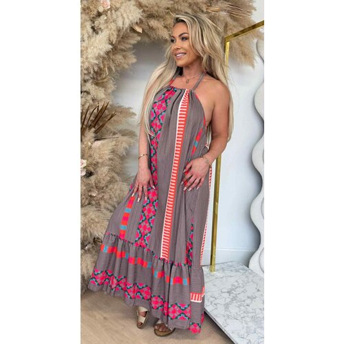 SOFIE HALTER SUMMER DRESS TAUPE SOFIE HALTER SUMMER DRESS TAUPE