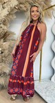 SOFIE HALTER SUMMER DRESS BURGUNDY