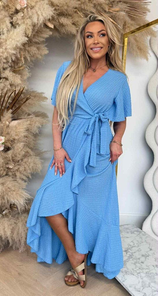 MALORCA RUFFLE DRESS ICEBLUE