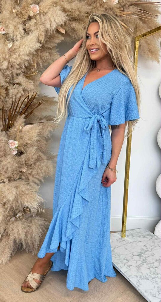 MALORCA RUFFLE DRESS ICEBLUE