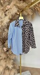 STRIPE LEOPARD BLOUSE BLUE/LEOPARD