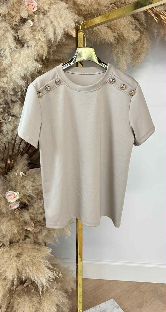 BUTTON TEE BEIGE