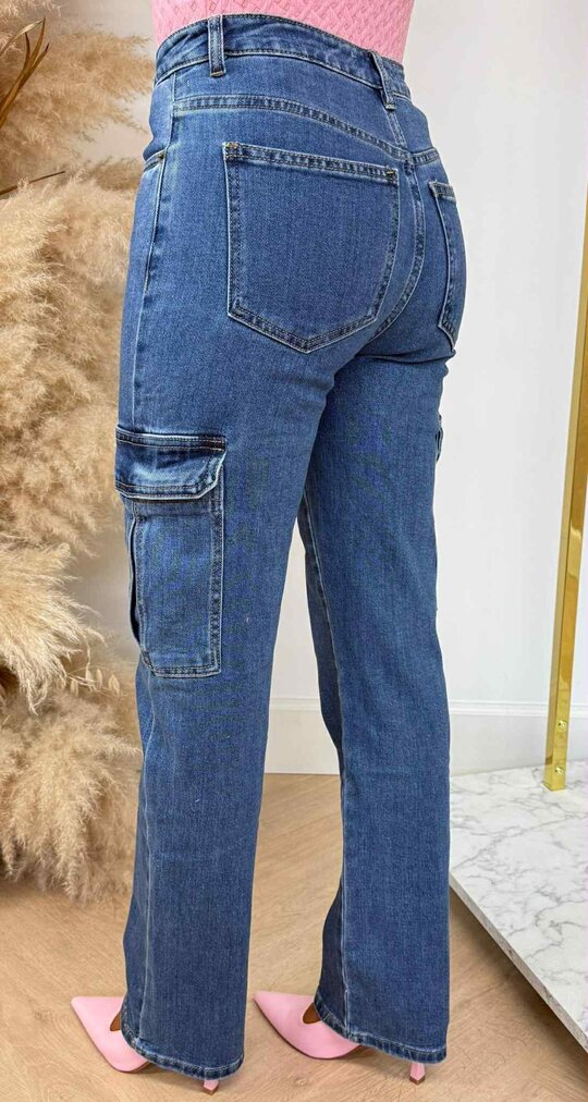 STRAIGHT LEG CARGO JEANS 7826 DARKDENIM