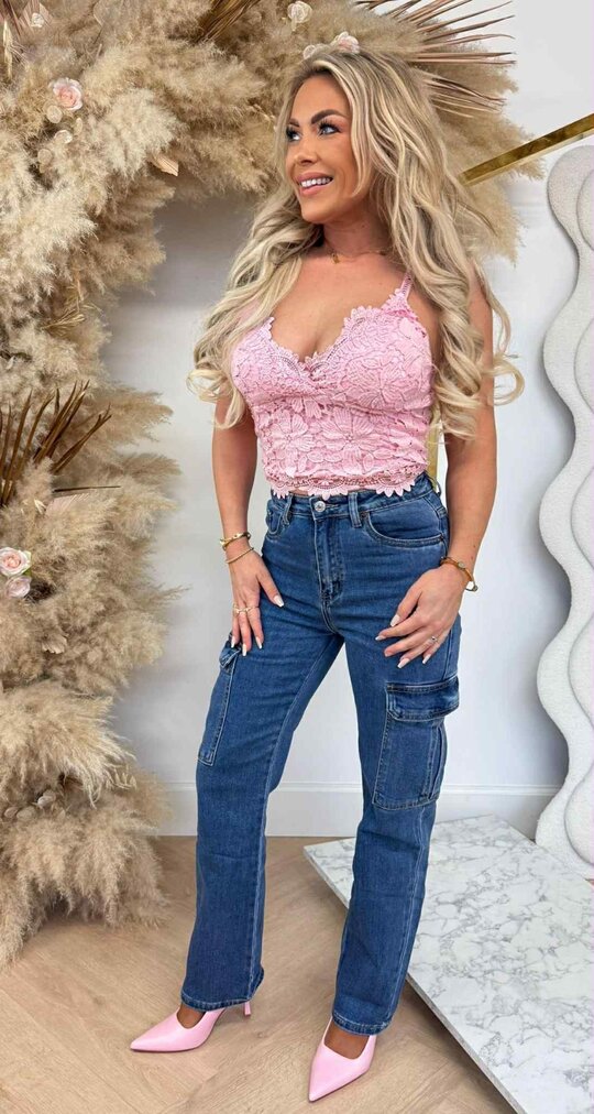 VIOLET BOW LACE TOP 2509 PINK
