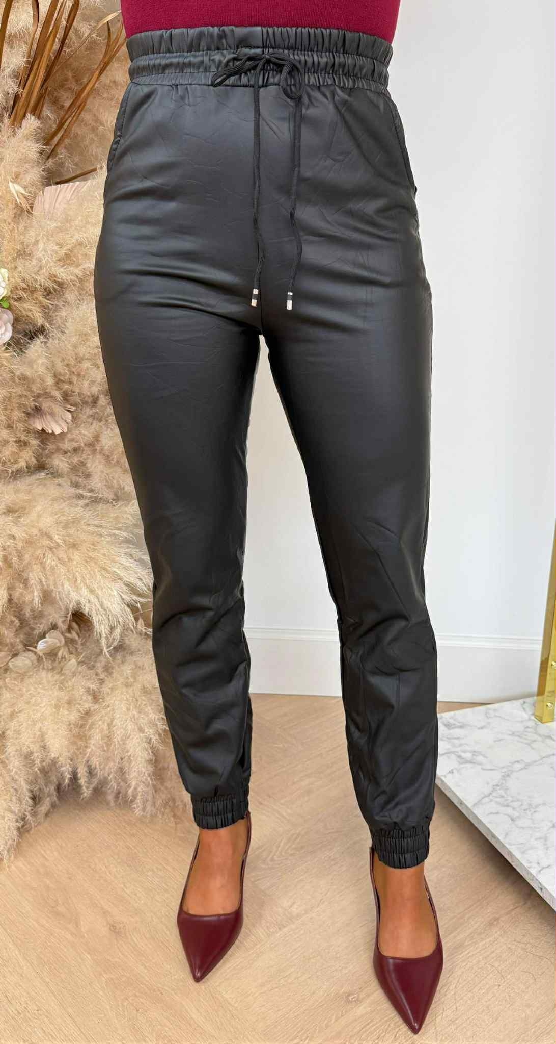 LEATHER LOOK PANTS 18211 BLACK