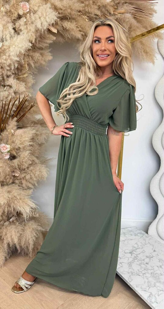 FLUO NEON MAXI DRESS ARMYGREEN