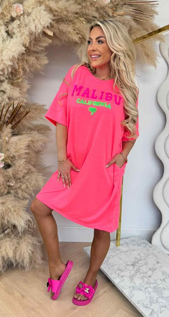 MALIBU CALIFORNIA DRESS NEONPINK