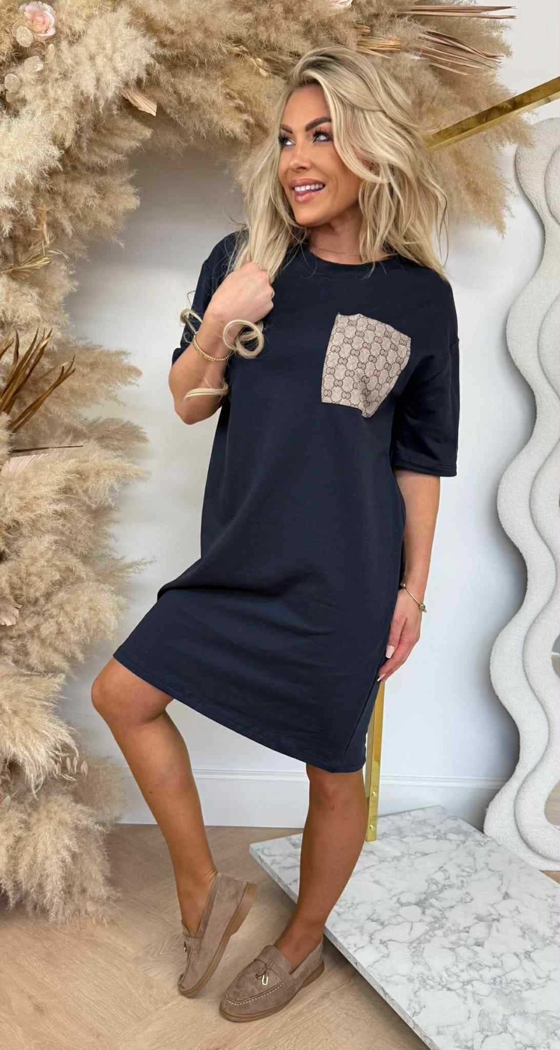 INSPIRED POCKET LONG TEE  NAVY