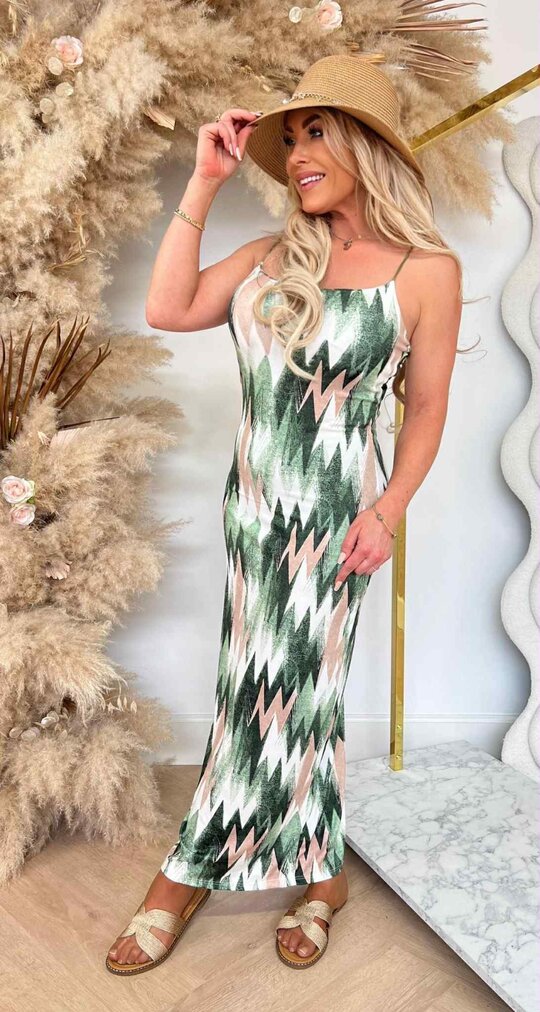 MELODIE ZIGZAG DRESS GREEN