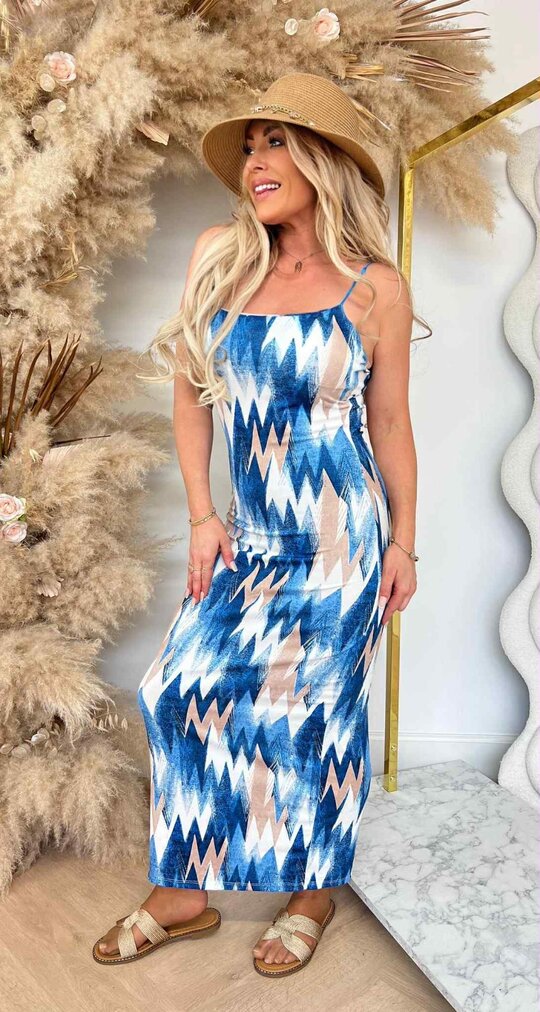 MELODIE ZIGZAG DRESS BLUE
