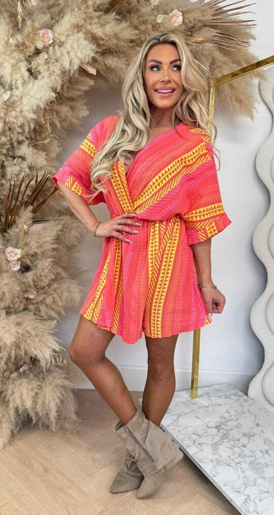JOYCE PRINTY PLAYSUIT CORAL