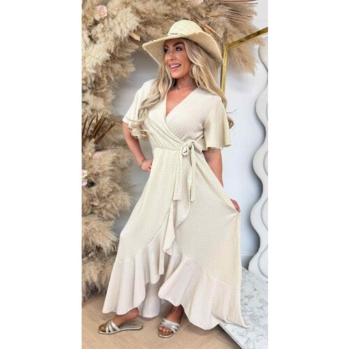 MALORCA RUFFLE DRESS BEIGE MALORCA RUFFLE DRESS BEIGE