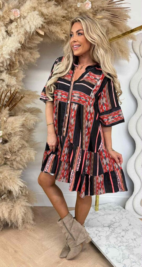 BOHO PRINTY DRESS BLACK