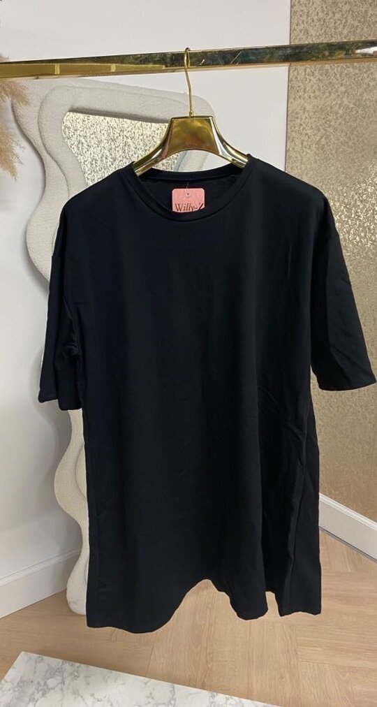 BASIC LONG TEE DRESS BLACK
