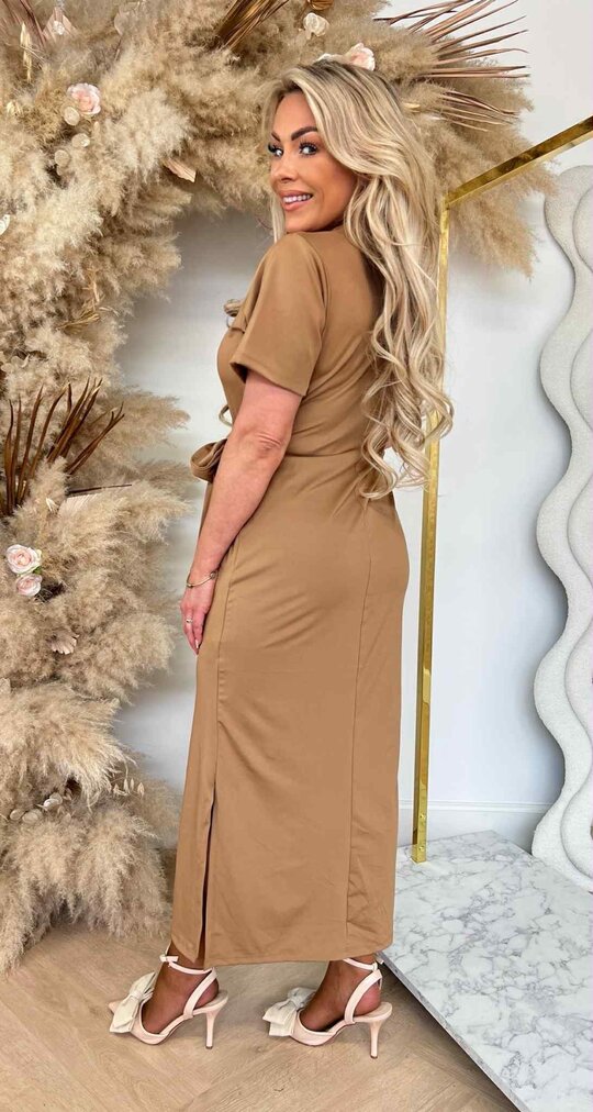 STRIK SPLITJES DRESS TAUPE STRIK SPLITJES DRESS TAUPE