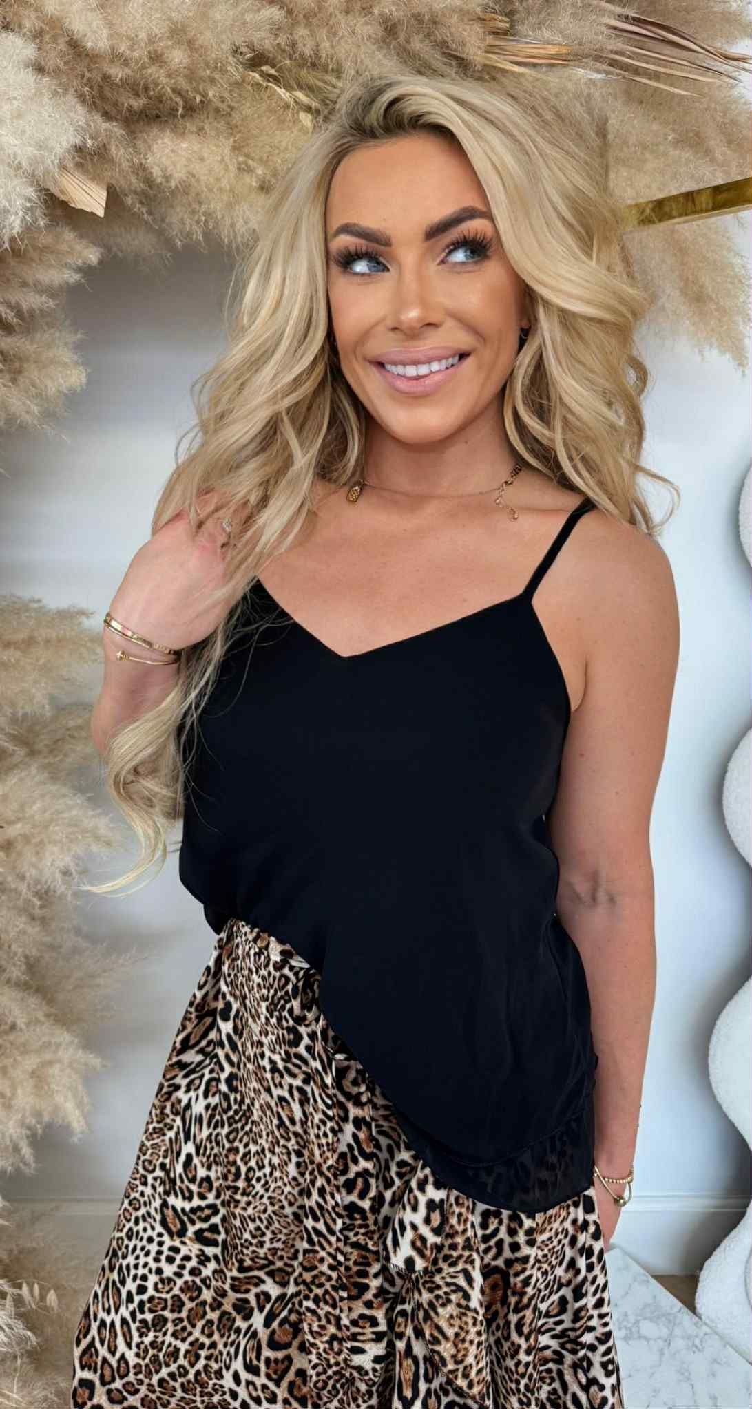SPAGHETTI LENA TOP BLACK
