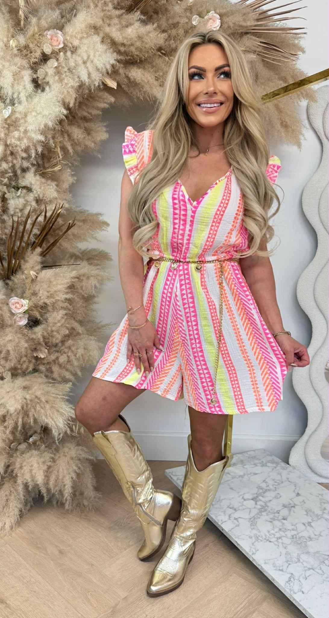 HUMU PLAYSUIT WHITE/PINK
