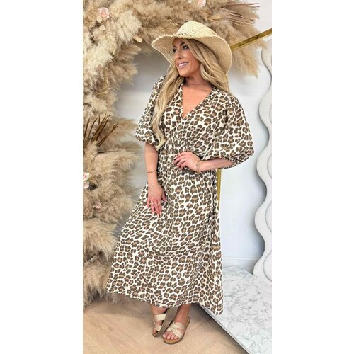 MAXI LEOPARD COTTON DRESS BEIGE MAXI LEOPARD COTTON DRESS BEIGE