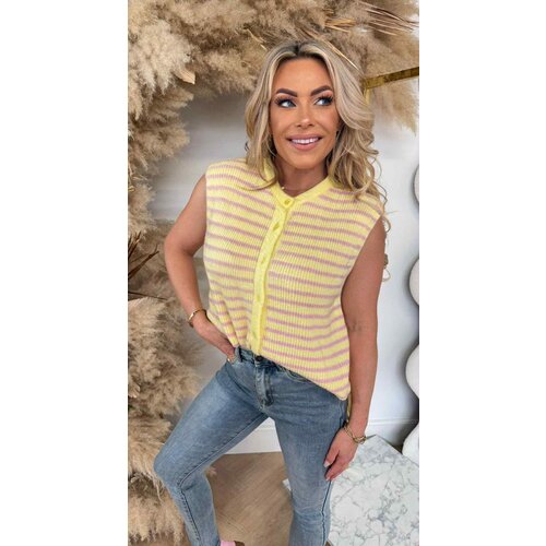 KNITTED STRIPE GILET YELLOW KNITTED STRIPE GILET YELLOW