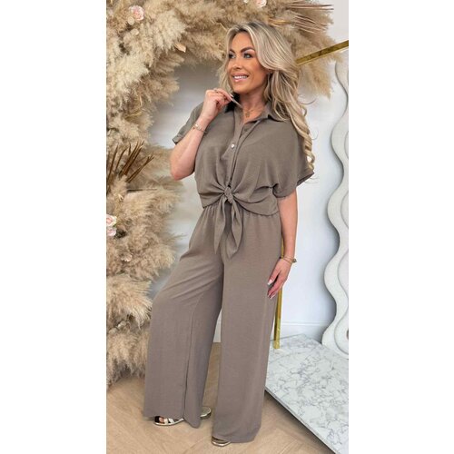 SUMMER VIBE SET BLOUSE+PANTS TAUPE SUMMER VIBE SET BLOUSE+PANTS TAUPE