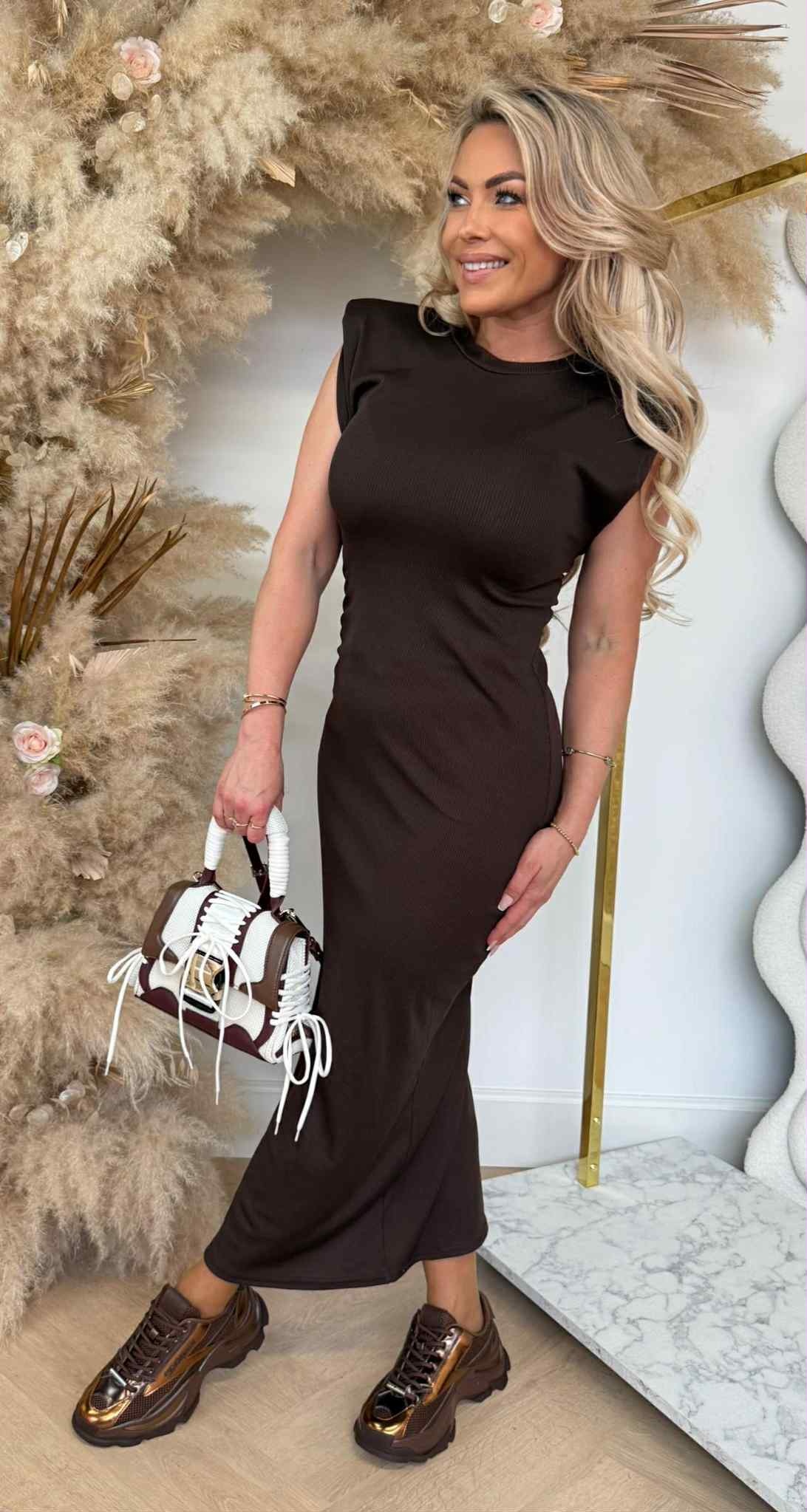 MAXI RIB DRESS CHOCO