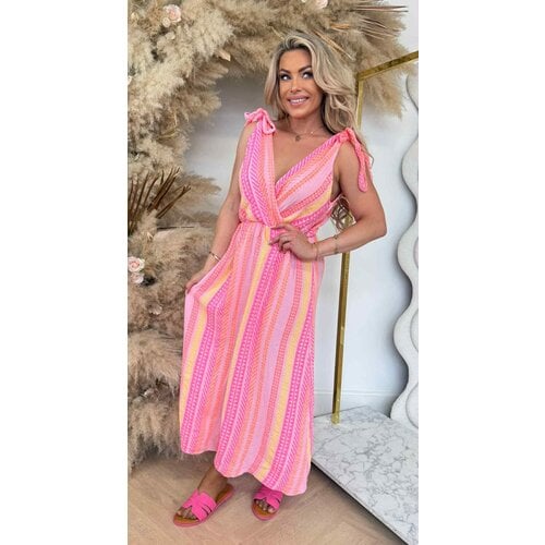 KNOOP IBIZA MAXI DRESS PINK/ORANGE/YELLOW KNOOP IBIZA MAXI DRESS PINK/ORANGE/YELLOW