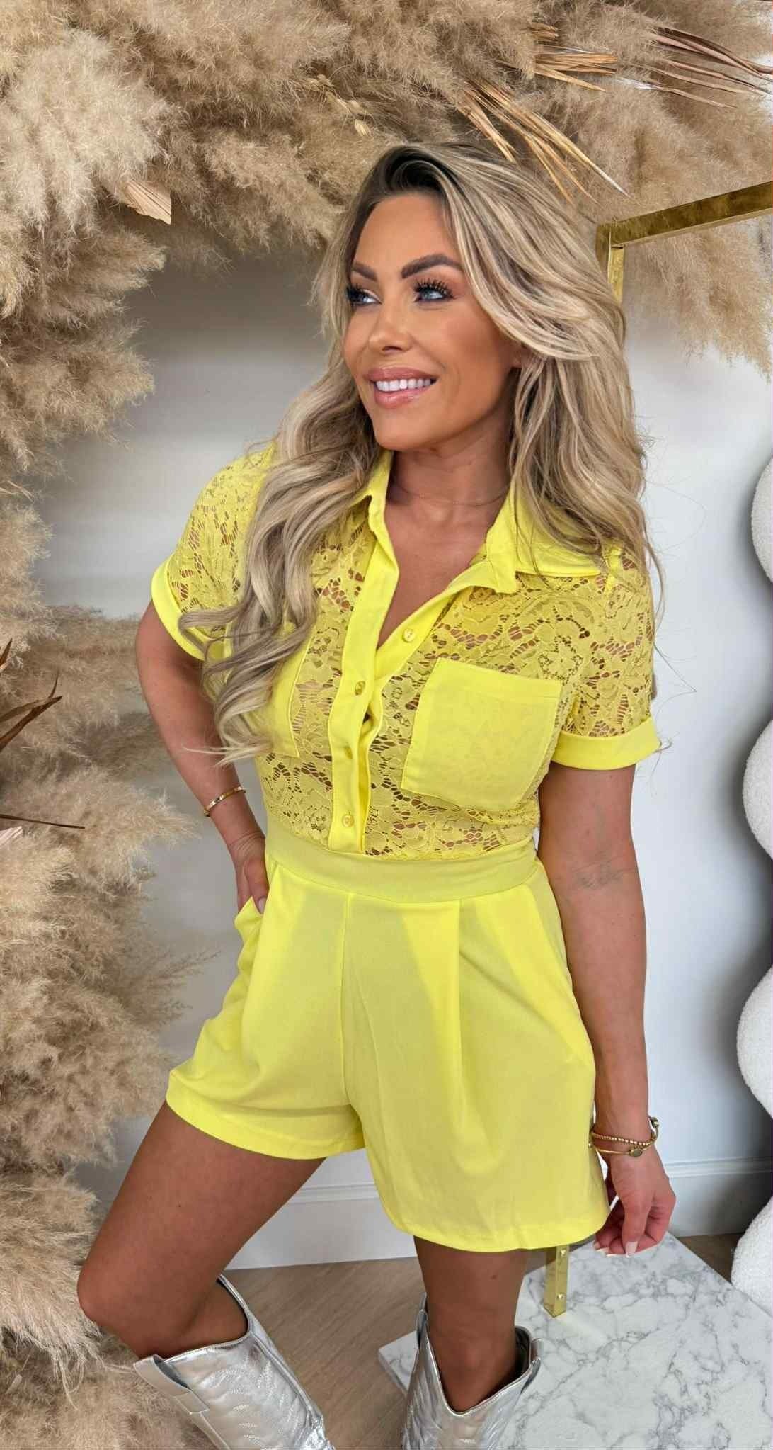 LACE FESTIVAL PLAYSUIT YELLOW