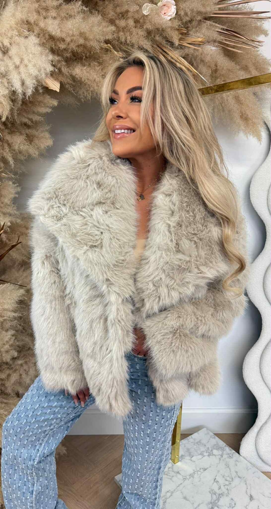 FAUX FUR COAT JS-1106 BEIGE