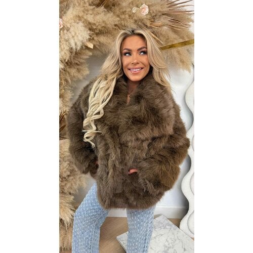 FAUX FUR COAT JS-1106 TAUPE FAUX FUR COAT JS-1106 TAUPE