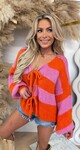 STRIPE STRIKJES TRUI/VEST 31003 PINK/ORANGE
