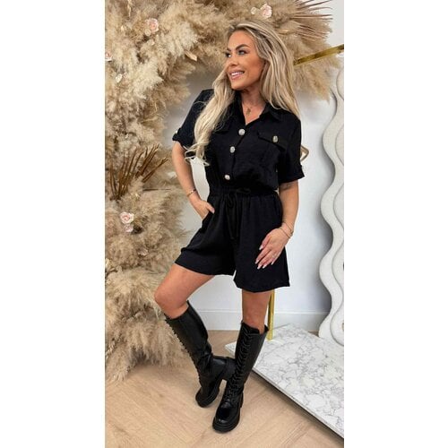 BUTTON PLAYSUIT 6238 BLACK BUTTON PLAYSUIT 6238 BLACK