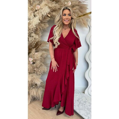 MALORCA RUFFLE DRESS BURGUNDY MALORCA RUFFLE DRESS BURGUNDY