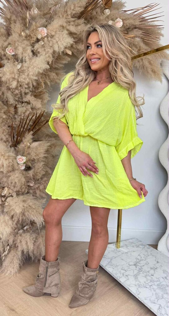 MICHELLE COTTON NEON PLAYSUIT YELLOW