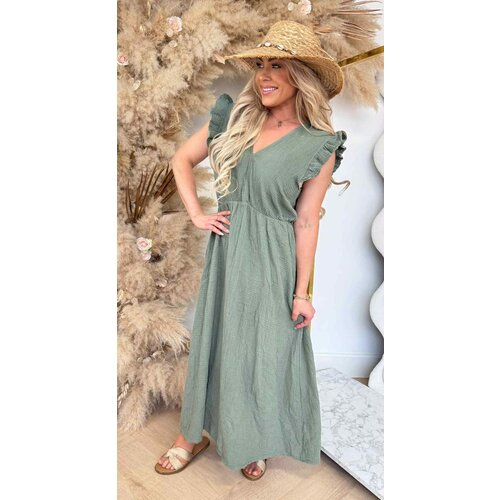 ALLEN RUFFLE DRESS OLIVE ALLEN RUFFLE DRESS OLIVE
