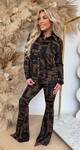 BY SWAN TRAVEL PRINT BLOUSE 9189 COFFEE
