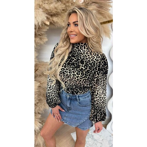 LEOPARD LONGSLEEVE CROPPED TOP 4627B BEIGE/BLACK LEOPARD LONGSLEEVE CROPPED TOP 4627B BEIGE/BLACK