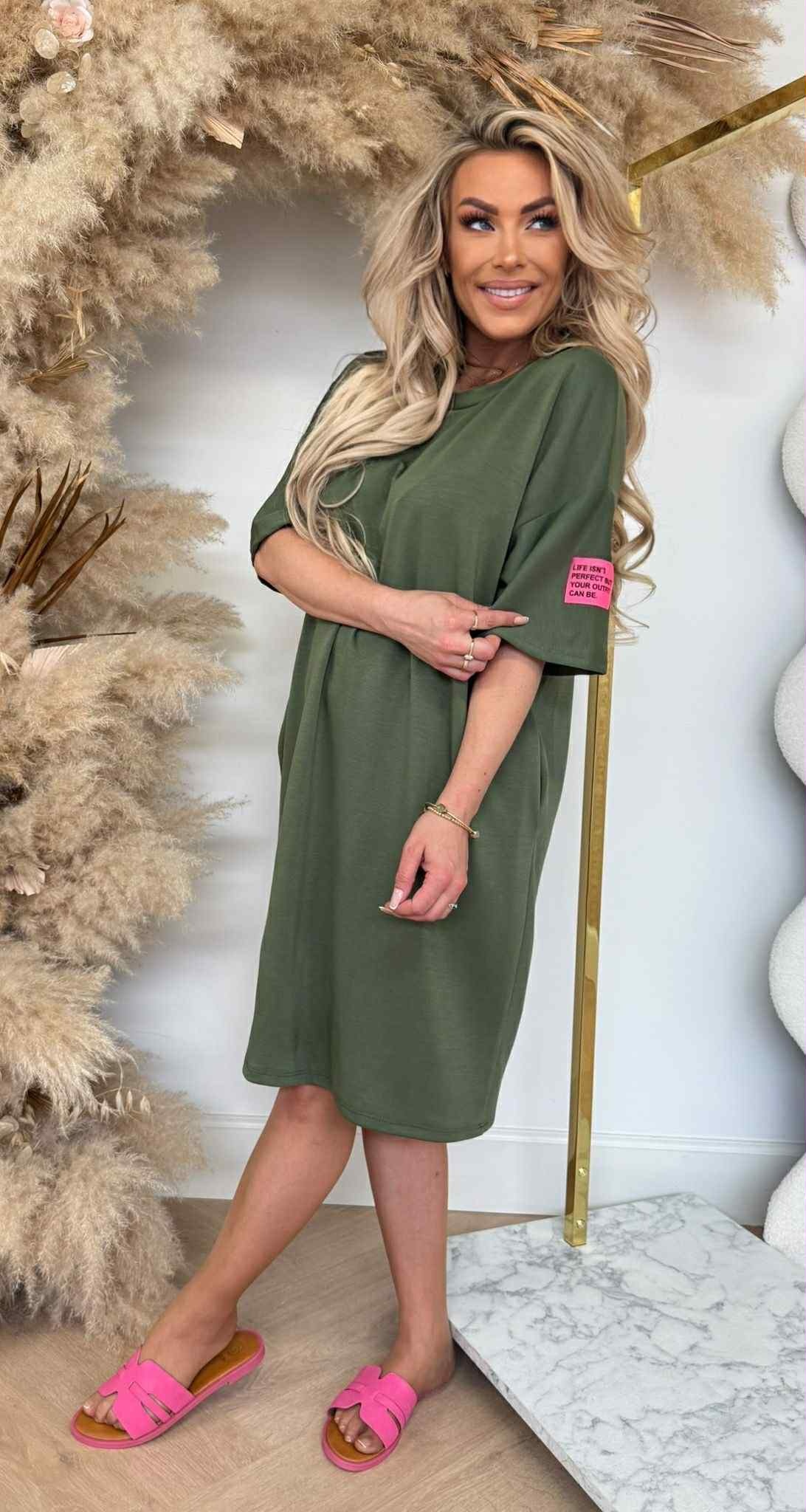 PERFECT OUTFIT DRESS ARMYGREEN/PINK