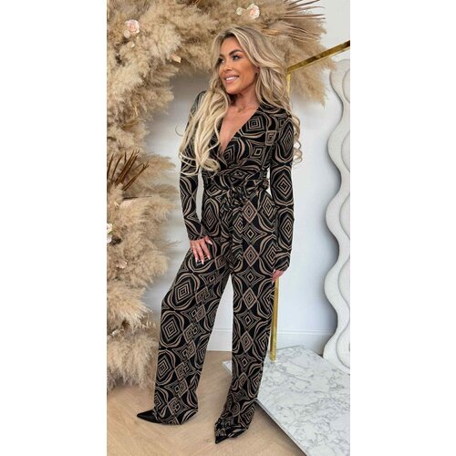ZANA BY SWAN PRINT JUMPSUIT 8800 TAUPE/BLACK ZANA BY SWAN PRINT JUMPSUIT 8800 TAUPE/BLACK