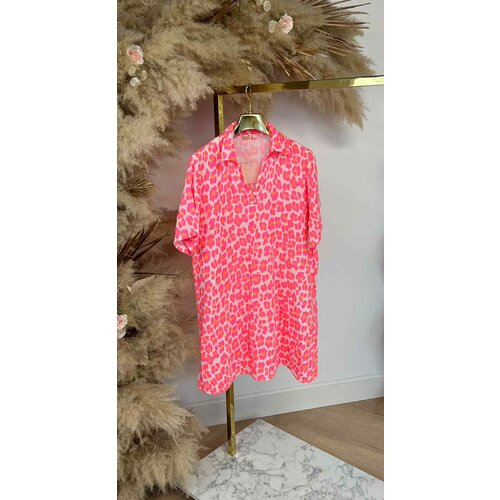 SCOTTIE COTTON LEOPARD DRESS ORANGE/PINK SCOTTIE COTTON LEOPARD DRESS ORANGE/PINK