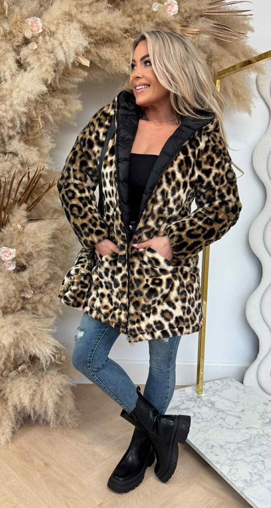 REVERSIBLE BESTSELLER JACKET 5630 BLACK/BEIGE/LEO