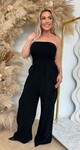 NALA STRAPLESS COTTON JUMPSUIT BLACK