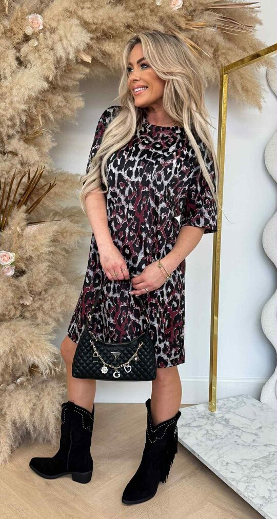 LEOPARD LONG TEE BORDEAUX LEOPARD LONG TEE BORDEAUX