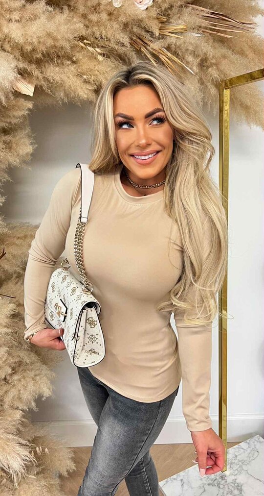 BASIC LONG SLEEVE TEE BEIGE BASIC LONG SLEEVE TEE BEIGE