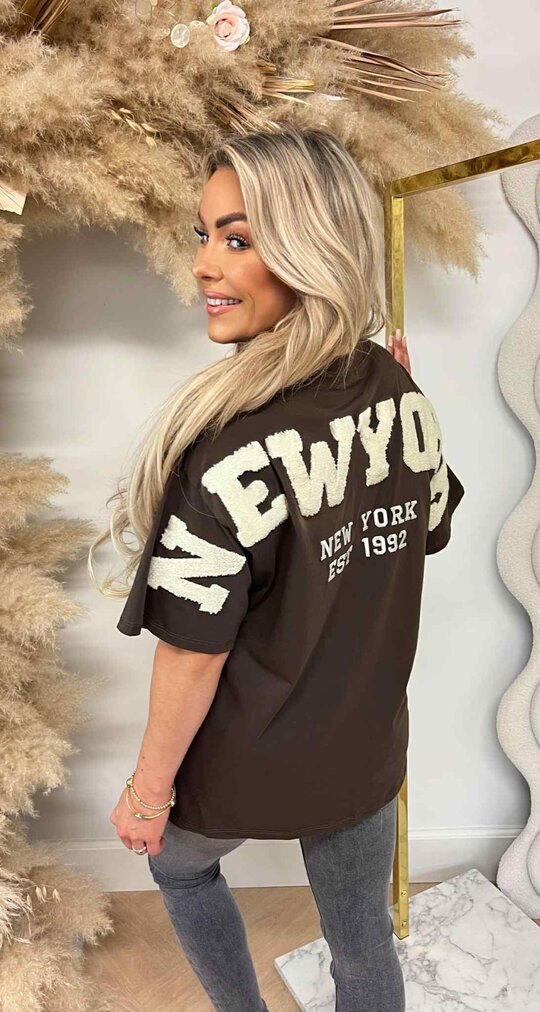 NEW YORK TEDDY TEKST T-SHIRT 7191 BROWN