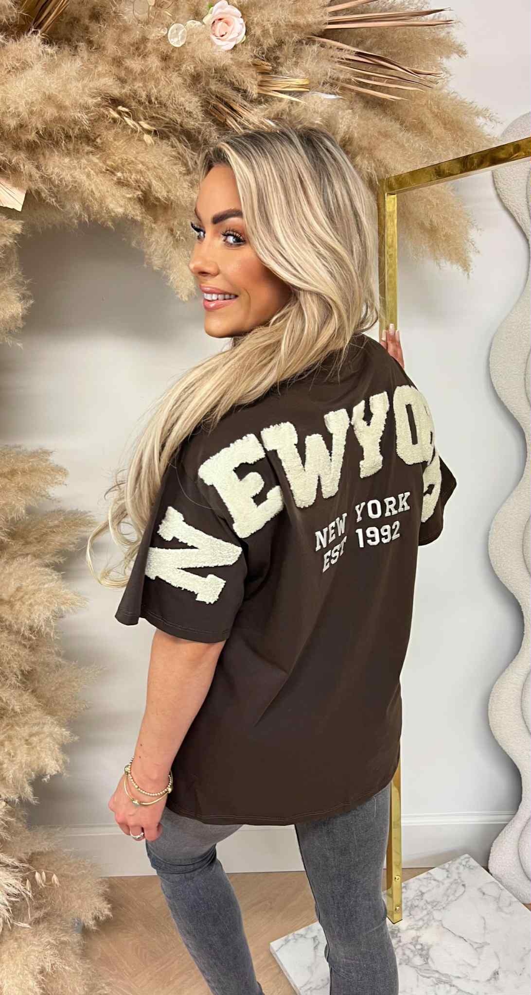 NEW YORK TEDDY TEKST T-SHIRT 7191 BROWN NEW YORK TEDDY TEKST T-SHIRT 7191 BROWN